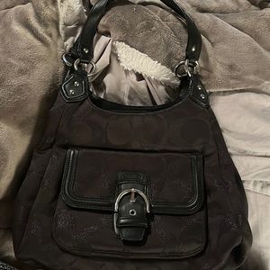 Black Coach Shoulder Bag 14" wide, 12" tall